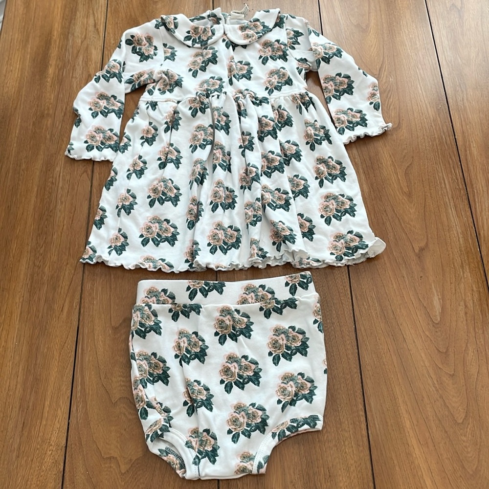Kate Quinn Floral Cotton Dress and Diaper Cover Set 18-24M NWOT